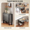 Folding Dining Table, Extendable Kitchen Table for Small Spaces with Storage Shelf and 6 Wheels, Distressed Grey