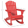 Wooden Adirondack Rocking Muskoka Chair with Slatted Wooden Design, Fanned Back and Classic Rustic Style, Red