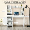 Computer Desk with Storage, 47 Inch Farmhouse Home Office Desk with Open Shelves and 2-Tier Cabinet, White
