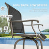 Outdoor Bar Stools Set of 2, Swivel Bar Height Chairs with High Back, Curved Armrests and Steel Frame for Balcony, Black