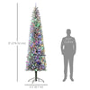 9ft Prelit Pencil Artificial Christmas Tree, Flocked Xmas Tree with Remote, Dual Colour LEDs, 895 Tips, Metal Stand