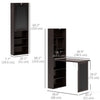 Fold-out Convertible Office Desk, Wall Mount Computer Desk with Blackboard and Side Shelf, Brown