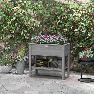 Elevated Planter Box with Storage Shelf for Flowers, Vegetables, and Herbs, 36