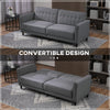 Convertible Bed with Couch, Button Tufted Fabric Sofa Bed with Adjustable Back for Living Room