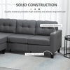 L-shaped Sofa, 3 Seater Couch with Ottoman, Corner Sofa with Thick Padded Cushion and Wood Legs, Dark Grey