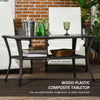 Outdoor Patio PE Rattan Coffee Table with Storage Shelf, Wicker Side Table with Glass Top, Black