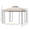 10' x 10' Patio Gazebo Outdoor, Canopy Shelter with Double-tier Roof, Pavilion Sidewalls for Garden Events