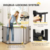 Foldable Dog Gate with Door, 3 Panel Metal Pet Gate for Stairs, Doorways and Fireplace, Auto-Close Safety Gate, Black