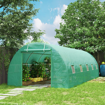 20x10x7ft Heavy Duty Tunnel Walk-in Greenhouse Outdoor Backyard Seed Plant Vegetables Grow Warm House, Green