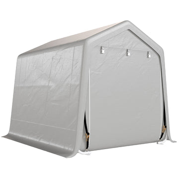 7.9' x 6.6' Garden Storage Tent, Patio Storage Shelter w/ Metal Frame and Double Zipper Doors, Light Grey