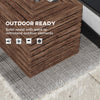 2-in-1 Outdoor Umbrella Base Storage Box Wooden Patio Side Table, Brown