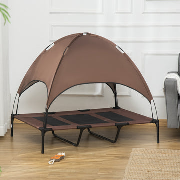 Elevated Dog Bed with Canopy, Portable Raised Dog Cot for XL Sized Dogs, Indoor & Outdoor, 48