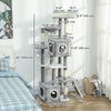 65 Inch Cat Tree with 2 Doors Condos, Plush Top Perch, Hammock, Sisal Scratching Posts, 4 Pompoms, Ramp, Grey