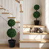 2 Ball Topiary Tree in Pot for Home Decor Set of 2, Artificial Plant for Home Office, Living Room Decor, Dark Green