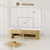TV Stand, Modern TV Table with Marble-Effect Top, 3 Drawers and 2 Open Shelves for 32-65 Inch Television, Natural Wood