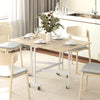 Six-Seater Drop-Leaf Dining Table with Wheels, White