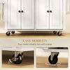 Rolling Kitchen Island with Rubber Wood Top and Storage, Spice Rack, Towel Rack
