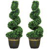 Set of 2 Artificial Plants, Topiary Spiral Boxwood Trees with Pot, for Home Indoor Outdoor Decor, 90cm