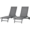 Outdoor Lounge Chair Set of 2, Tanning Chair with Wheels, Breathable Mesh for Patio, Backyard, Poolside