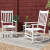 Wooden Patio Rocking Chairs Set of 2, Outdoor Rocker Chairs with Wide Armrests, High Back for Garden, Balcony, White