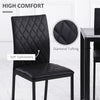 Modern Dining Chairs Set of 4, Upholstered Faux Leather Kitchen Chairs with Rhombic Tufting and Metal Legs for Living Room, Black