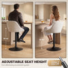 Bar Stools Set of 3, Swivel Counter Height Bar Stools with Back, Adjustable Linen-Look Bar Chairs, Off-White