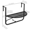 Adjustable Balcony Hanging Rail Table Metal Mounting Mini Wall Desk Storage Rack Outdoor Flower Stand, Black