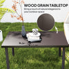 Metal Outdoor Side Table, Rectangle Patio Coffee Table with Woodgrain Tabletop for Outside Garden, Brown