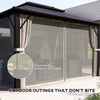 10' x 13' Hardtop Gazebo Canopy with UPF30+ Double Polycarbonate Roof, Aluminum Frame, Netting and Curtains, Beige