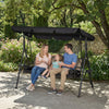 3-Seat Patio Swing Chair, Outdoor Canopy Swing Glider with Adjustable Shade, Black