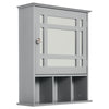 Bathroom Cabinet Wall Mount with Mirror Door 3 Shelf Organizer for Bathroom, Kitchen, Bedroom, Grey