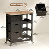 Kitchen Cart on Wheels, Rolling Kitchen Island Cart with Wood Top, 3 Drawers and Shelves for Home Dining Area