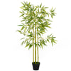 4FT Artificial Bamboo Tree Faux Decorative Plant in Nursery Pot for Indoor Décor
