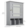 Bathroom Cabinet Wall Mount with Mirror Door 3 Shelf Organizer for Bathroom, Kitchen, Bedroom, Grey