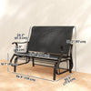 Garden Double Gliding Chair, Patio Glider Armchair for Outdoor, Backyard Mesh Seat and Backrest, Steel Frame Black