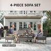 4 Pieces Patio Furniture Set with A Loveseat, Two Armchairs and A Coffee Table, Outdoor Conversation Set