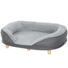 Pet Sofa Bed for Large Dogs with Removable Cushion, Washable Cover, Anti-slip Foot Pads, Grey