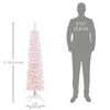 5ft Snow-Flocked Artificial Christmas Tree, Slim Pencil Xmas Tree with 301 Realistic Branches, Metal Base, Pink