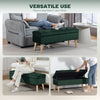 Storage Ottoman with Lid, Velvet Upholstered Storage Bench with Wood Legs for Living Room, Dark Green