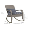 Adirondack Chair, Outdoor Wicker Rocking Chair with High Back, Seat Cushion and Pillow for Porch, Balcony, Grey