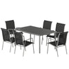 7 Piece Garden Dining Set, Garden Furniture Set with Rectangle Table and 6 Stackable Chairs