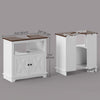 Farmhouse Bathroom Sink Cabinet, Pedestal Sink Storage Cabinet with Double Doors and Shelves, White