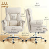 Desk Chair, Computer Office Chair with Footrest, Adjustable Backrest and Headrest, Cream White