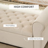50 Inches Storage Ottoman, Upholstered Bedroom Bench with Rolled Arms and Button Tufted Storage, Beige