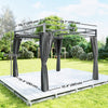 10' x 10' Outdoor Gazebo, Retractable Pergola Canopy with Curtains, UPF30+ Free Standing Metal Pergola Kit