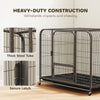 43 Inch Heavy Duty Dog Crate, Extra Large Metal Dog Cage with Lockable Wheels and Removable Tray