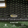 Outdoor Patio PE Rattan Coffee Table with Storage Shelf, Wicker Side Table with Glass Top, Black