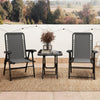 3 Pieces Patio Bistro Set, Outdoor Folding Table and Chairs Set, Metal Patio Furniture Set with Cup Holders