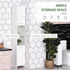 Tall Bathroom Vanities, Narrow Bathroom Cabinets with 2 Doors, Open Compartment and Adjustable Shelves, White