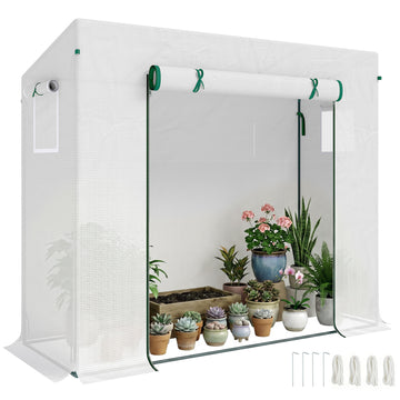 6.6' x 2.5' x 5.5' Patio Hot House, Walk-in Garden Greenhouse with Steel Frame, Door, Window for Balcony, Patio, White